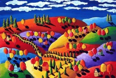 Colorful countryside by Renie Britenbucher