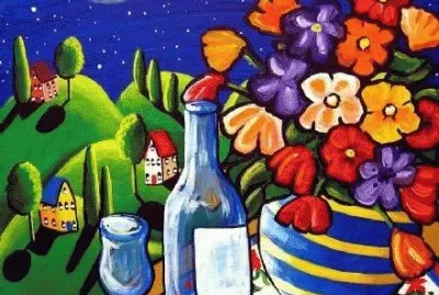 Wine and Flowers by Renie Britenbucher