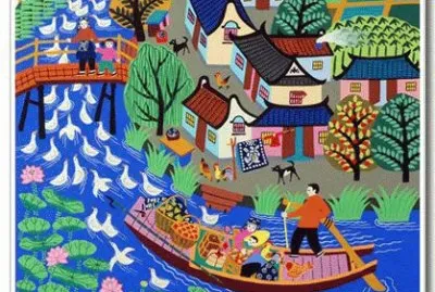 Chinese Farmer on his Boat