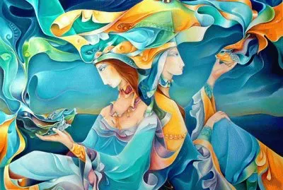 Damas y peces jigsaw puzzle