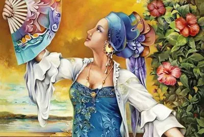 Lady with Fan jigsaw puzzle