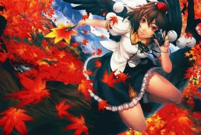 Mujer animÃ© con alas en Ã¡rbol de otoÃ±o