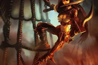 Mujer guerrera trepada de una red