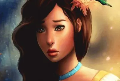 Dibujo de mujer al estilo Pocahontas