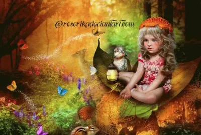 Dibujo de niÃ±a en el bosque jigsaw puzzle