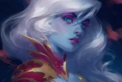 Dibujo del rostro de una mujer de pelo blanco