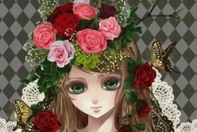 NiÃ±a animÃ© con flores en la cabeza