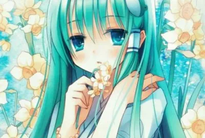 NiÃ±a animÃ© en tonos celestes