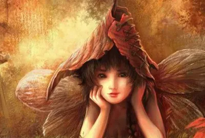 NiÃ±a hada con sombrero de hojas en la cabeza