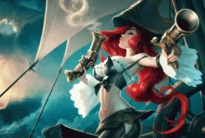 Mujer pirata de cabello rojo