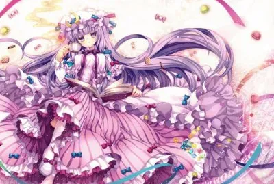 Chica animÃ© con un hermoso vestido violeta