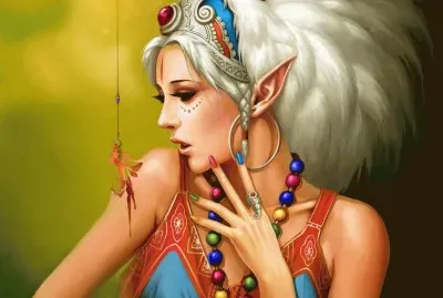 Chica de cabello blanco con mucho volumen