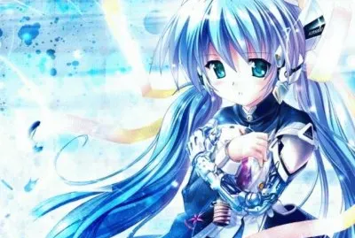 NiÃ±a animÃ© en tonos azules con foquito