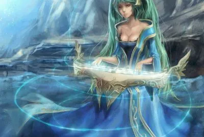 Chica animÃ© de azul con instrumento musical