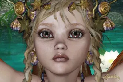 NiÃ±a en el agua con cosas de mar en la cabeza jigsaw puzzle