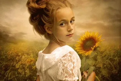 NiÃ±a con girasoles