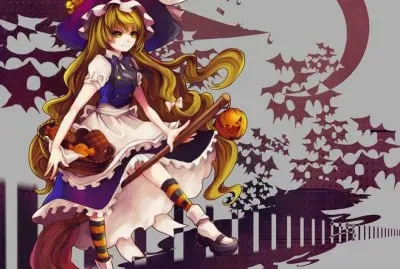 Chica animÃ© rubia en Halloween