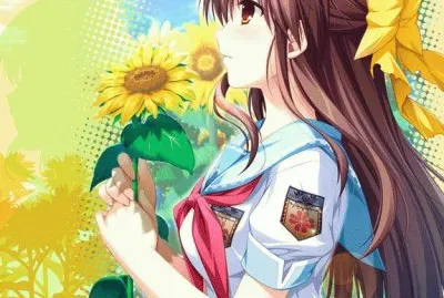 Chica animÃ© con girasoles