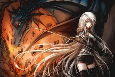 Chica rubia con dragÃ³n