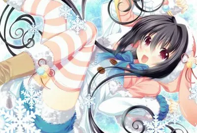 Chica animÃ© con copos de nieve