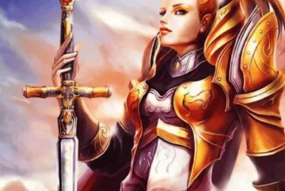 Chica pelirroja guerrera con espada