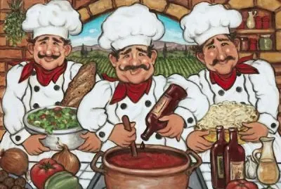 3 Happy Chefs by Janet Kruskamp