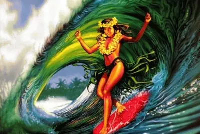 Hawaiian surfing by Rick Reitveld