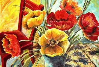 פאזל של Poppies with Red Chair