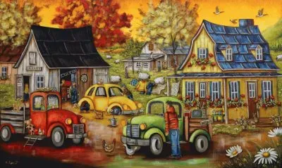 At the Garage by Christine Genest