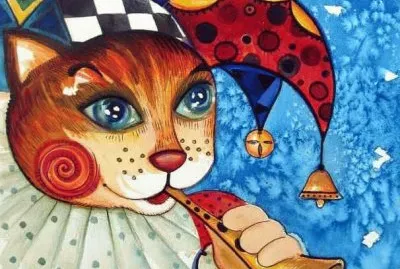 Clown Cat with Flute jigsaw puzzle