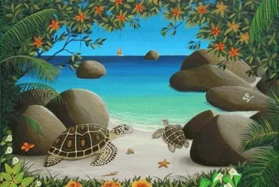 Turtles on the Beach by Catherine Musnier