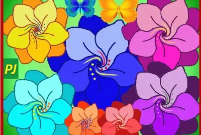 Flowers drawn by hand