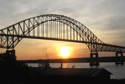 Sunset behind the Centennial Bridge, Miramichi