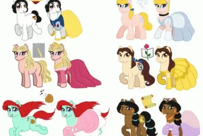 SnowWhite Cinderella Aurora Belle Ariel Jasmine