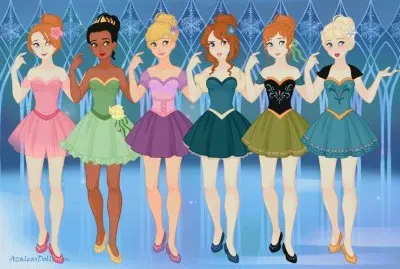 Giselle Tiana Rapunzel Merida Anna Elsa