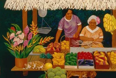 Hawaiian Fruit stand by Herb Kane