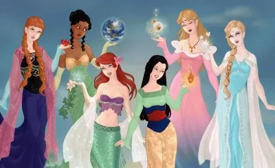 Anna Tiana Ariel Mulan Aurora Elsa