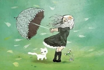 niÃ±a con paraguas jigsaw puzzle