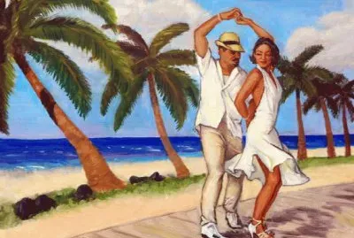 Salsa Dancers on the Beach