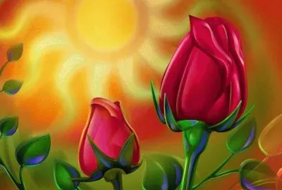 The Sun with Red Roses