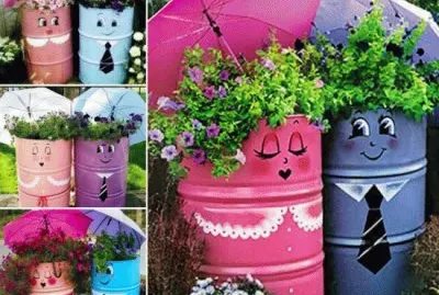 Metal Drum Planters