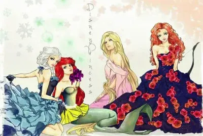 Elsa Ariel Rapunzel Merida