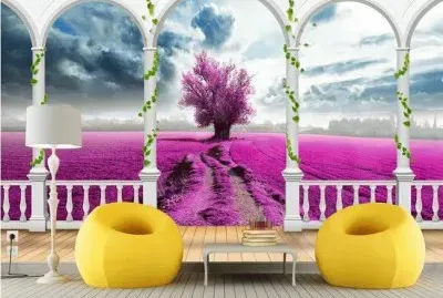 Outdoor Deck with Tulip Garden Backdrop