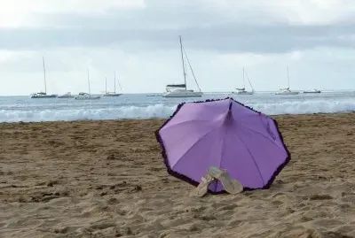 Purple Parasol by the Sea