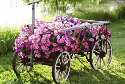Vintage Wooden Flower Wagon
