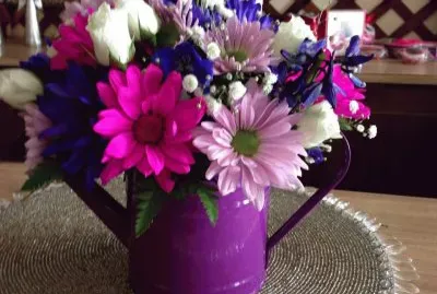 Silk Bouquet in Watering Can