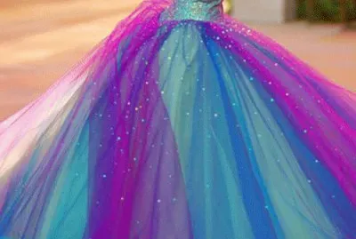 Colorful Rainbow Ball Gown