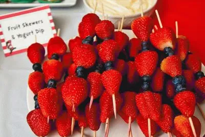 Strawberry Fruit Kabob and Yogurt Dip