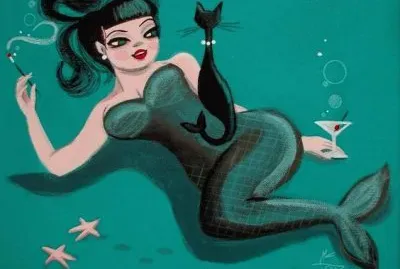 Mermaid with Cat and Martini jigsaw puzzle