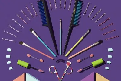 Beauty Products on Purple Backdrop